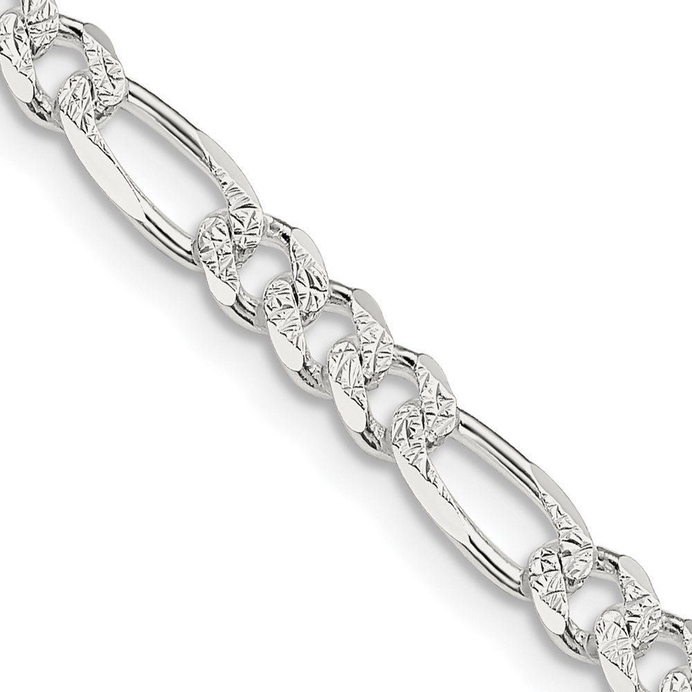 FJC Finejewelers 925 Sterling Silver Pavé Flat Figaro Chain 24 Inches x 4.75 mm