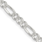 FJC Finejewelers 925 Sterling Silver Pave Flat Figaro Chain 28 Inches x 4.75 mm