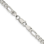 FJC Finejewelers 925 Sterling Silver Pavé Flat Figaro Bracelet Chain 7 Inches x 4.75 mm
