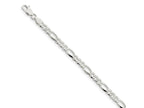 FJC Finejewelers 925 Sterling Silver Pavé Flat Figaro Bracelet Chain 7 Inches x 4.75 mm