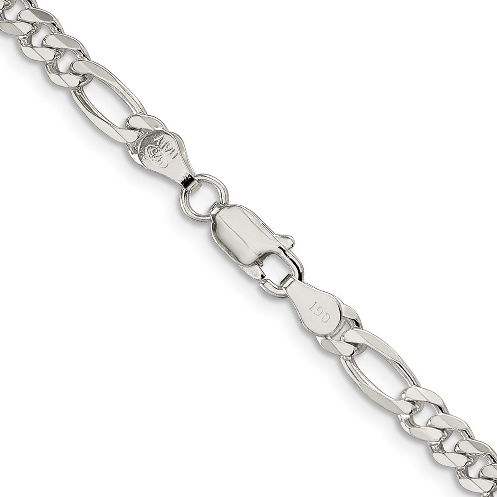 FJC Finejewelers 925 Sterling Silver Pavé Flat Figaro Bracelet Chain 8 Inches x 4.75 mm