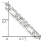 FJC Finejewelers 925 Sterling Silver Pavé Flat Figaro Bracelet Chain 8 Inches x 4.75 mm