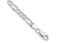 FJC Finejewelers 925 Sterling Silver Pavé Flat Figaro Bracelet Chain 8 Inches x 4.75 mm