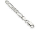FJC Finejewelers 925 Sterling Silver Pavé Flat Figaro Bracelet Chain 8 Inches x 4.75 mm