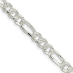 FJC Finejewelers 925 Sterling Silver Pavé Flat Figaro Chain 18 Inches x 5.5 mm