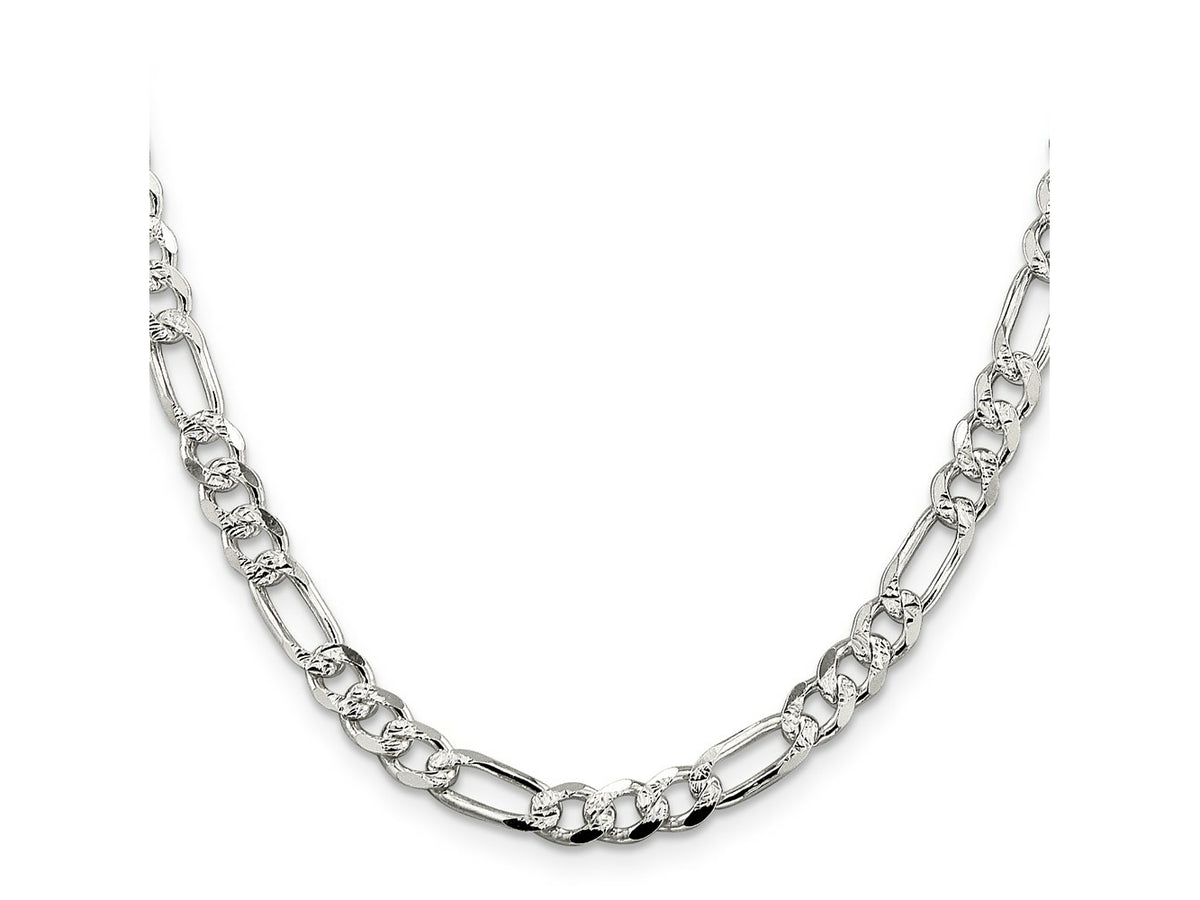 FJC Finejewelers 925 Sterling Silver Pavé Flat Figaro Chain 18 Inches x 5.5 mm