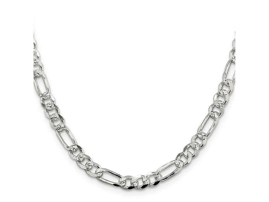 FJC Finejewelers 925 Sterling Silver Pavé Flat Figaro Chain 24 Inches x 5.5 mm