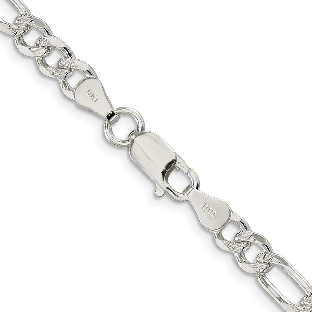FJC Finejewelers 925 Sterling Silver Pavé Flat Figaro Bracelet Chain 7 Inches x 5.5 mm