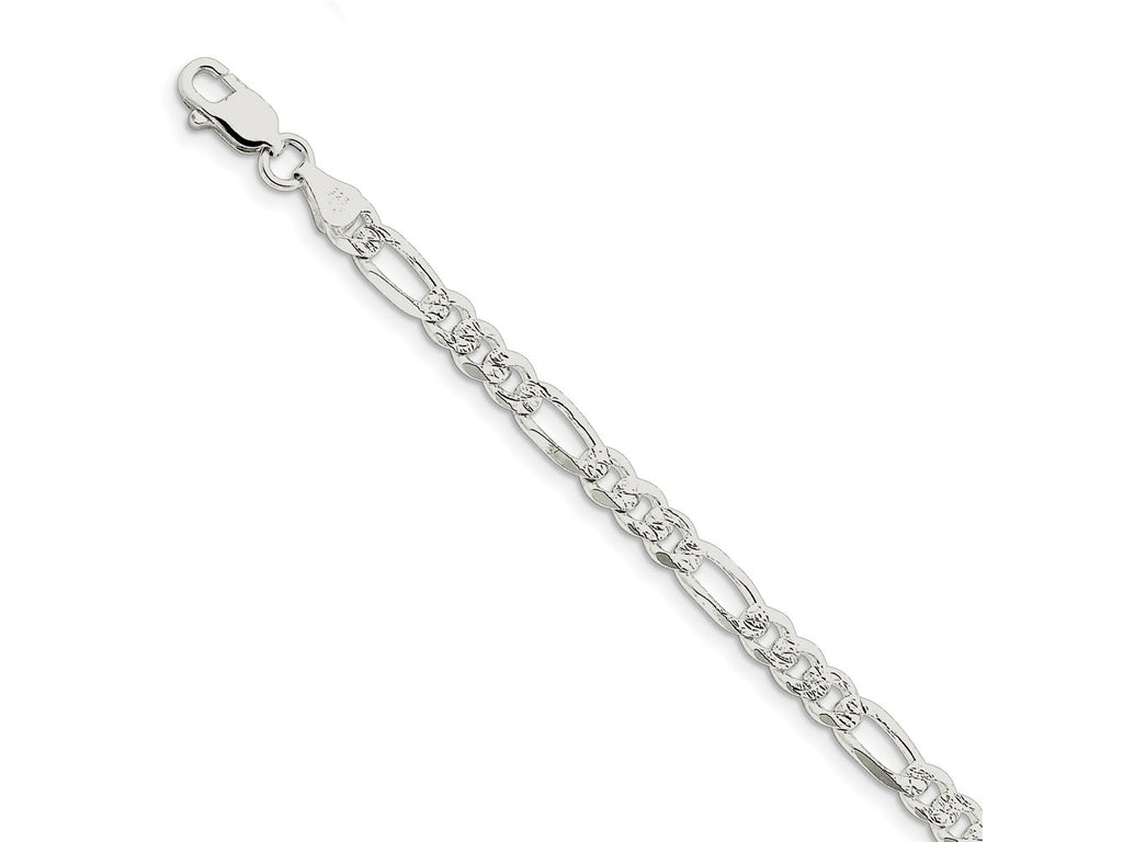 FJC Finejewelers 925 Sterling Silver Pavé Flat Figaro Bracelet Chain 7 Inches x 5.5 mm