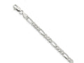 FJC Finejewelers 925 Sterling Silver Pavé Flat Figaro Bracelet Chain 7 Inches x 5.5 mm