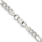 FJC Finejewelers 925 Sterling Silver Pavé Flat Figaro Bracelet Chain 8 Inches x 5.5 mm