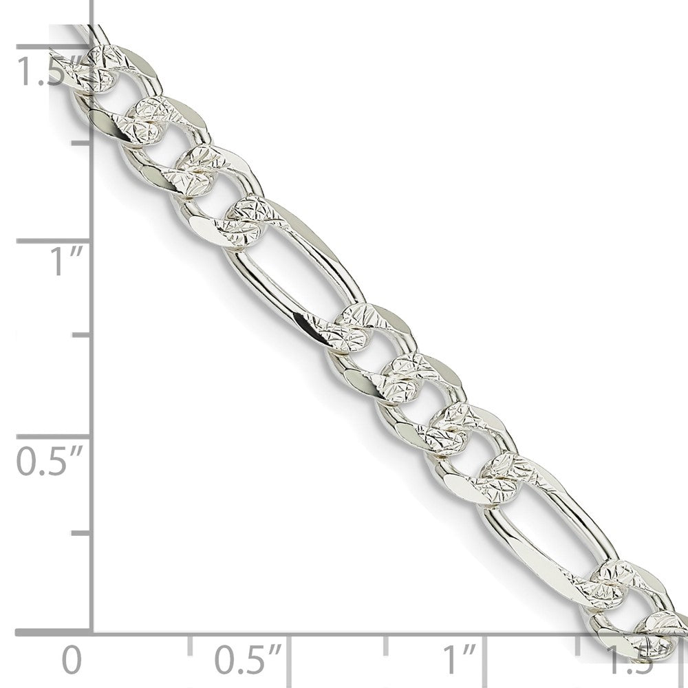 FJC Finejewelers 925 Sterling Silver Pavé Flat Figaro Bracelet Chain 8 Inches x 5.5 mm