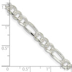 FJC Finejewelers 925 Sterling Silver Pavé Flat Figaro Bracelet Chain 8 Inches x 5.5 mm