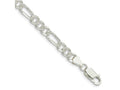 FJC Finejewelers 925 Sterling Silver Pavé Flat Figaro Bracelet Chain 8 Inches x 5.5 mm