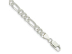 FJC Finejewelers 925 Sterling Silver Pavé Flat Figaro Bracelet Chain 8 Inches x 5.5 mm