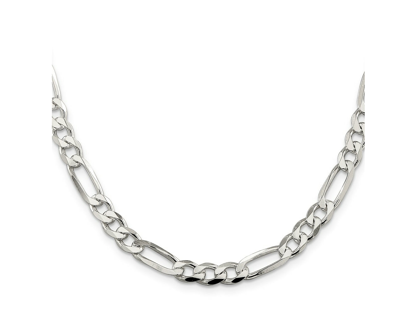 FJC Finejewelers 925 Sterling Silver Pavé Flat Figaro Chain 18 Inches x 7 mm