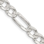 FJC Finejewelers 925 Sterling Silver Pavé Flat Figaro Chain 20 Inches x 7 mm