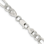 FJC Finejewelers 925 Sterling Silver Pavé Flat Figaro Bracelet Chain 7 Inches x 7 mm