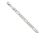 FJC Finejewelers 925 Sterling Silver Pavé Flat Figaro Bracelet Chain 7 Inches x 7 mm
