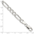 FJC Finejewelers 925 Sterling Silver Pavé Flat Figaro Bracelet Chain 8 Inches x 7 mm