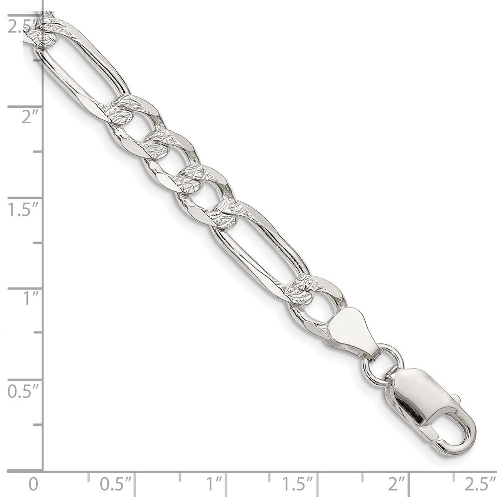 FJC Finejewelers 925 Sterling Silver Pavé Flat Figaro Bracelet Chain 8 Inches x 7 mm