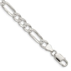 FJC Finejewelers 925 Sterling Silver Pavé Flat Figaro Bracelet Chain 8 Inches x 7 mm