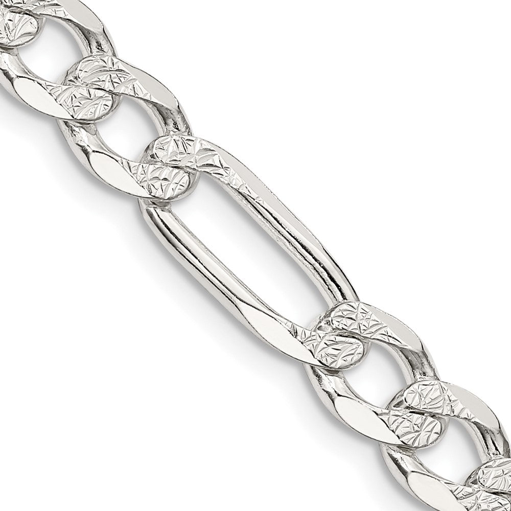 FJC Finejewelers 925 Sterling Silver Pave Flat Figaro Bracelet Chain 9 Inches x 7 mm