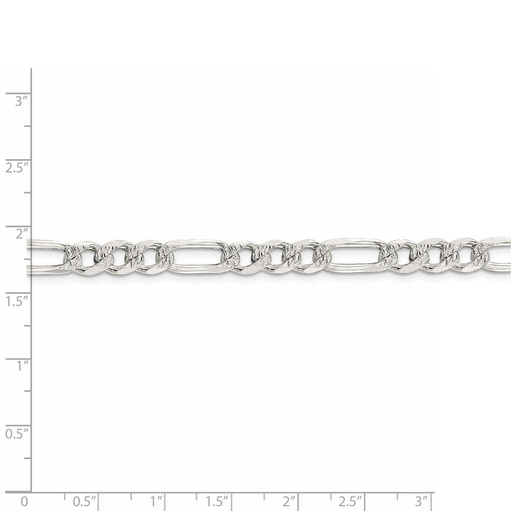FJC Finejewelers 925 Sterling Silver Pave Flat Figaro Bracelet Chain 9 Inches x 7 mm