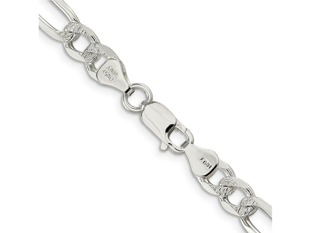 FJC Finejewelers 925 Sterling Silver Pave Flat Figaro Bracelet Chain 9 Inches x 7 mm