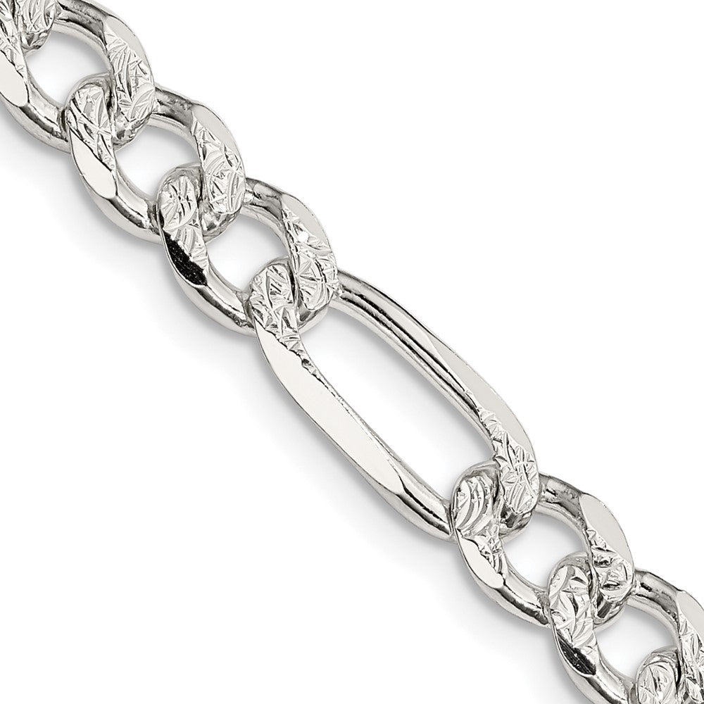 FJC Finejewelers 925 Sterling Silver Pavé Flat Figaro Chain 20 Inches x 7.25 mm