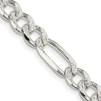 FJC Finejewelers 925 Sterling Silver Pavé Flat Figaro Chain 20 Inches x 7.25 mm