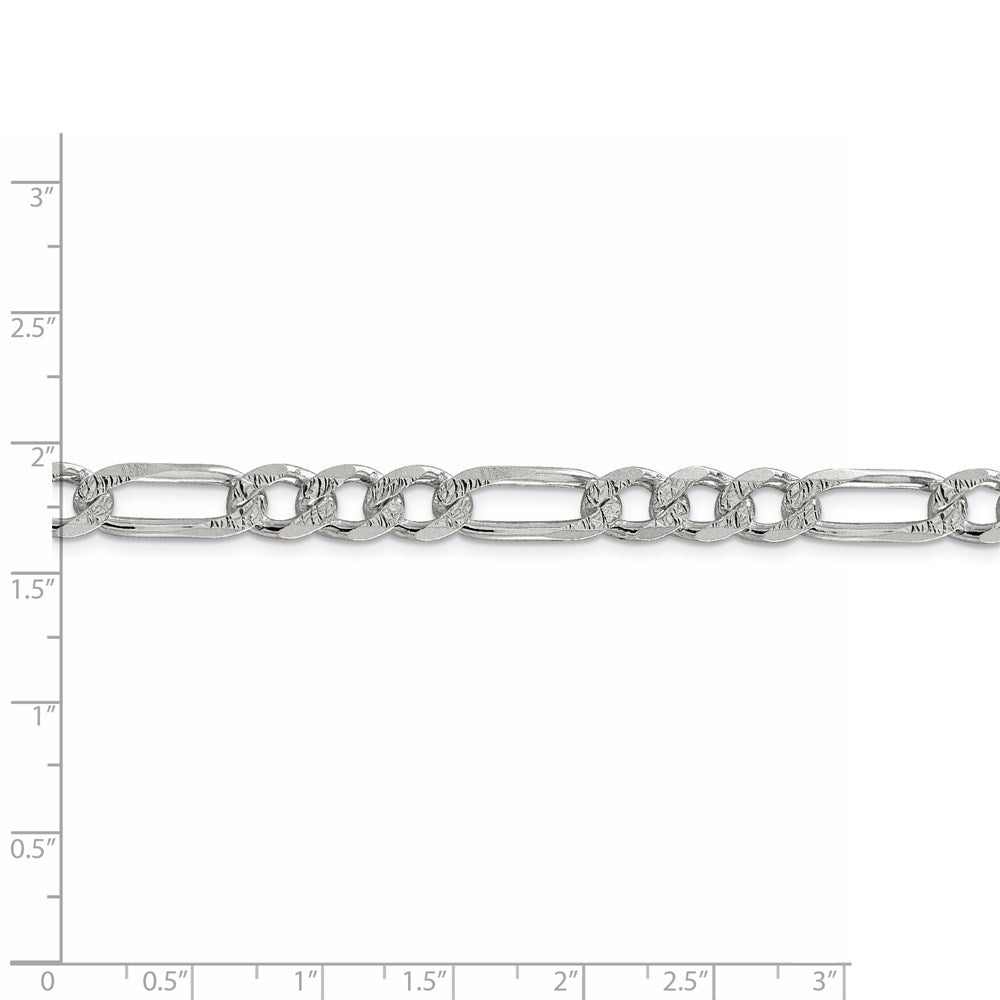 FJC Finejewelers 925 Sterling Silver Pave Flat Figaro Chain 28 Inches x 7.25 mm