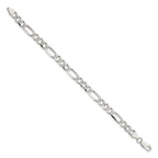 FJC Finejewelers 925 Sterling Silver Pavé Flat Figaro Bracelet Chain 8 Inches x 7.25 mm