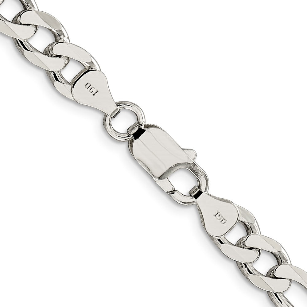 FJC Finejewelers 925 Sterling Silver Pavé Flat Figaro Bracelet Chain 8 Inches x 7.25 mm