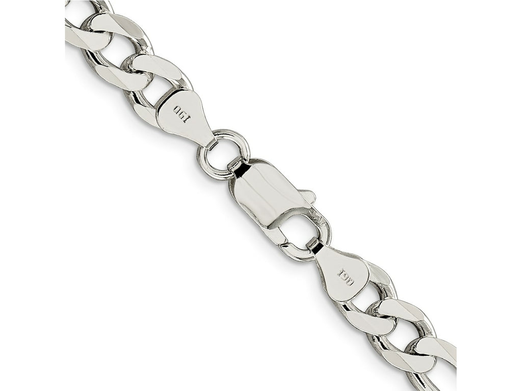 FJC Finejewelers 925 Sterling Silver Pave Flat Figaro Bracelet Chain 9 Inches x 7.25 mm