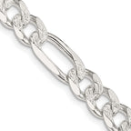 FJC Finejewelers 925 Sterling Silver Pavé Flat Figaro Chain 20 Inches x 8 mm
