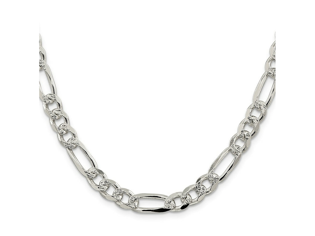 FJC Finejewelers 925 Sterling Silver Pave Flat Figaro Chain 28 Inches x 8 mm
