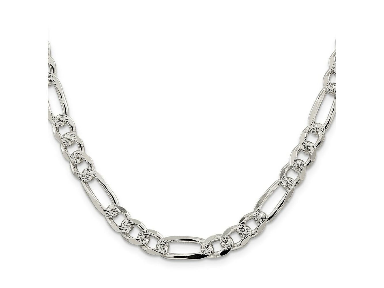FJC Finejewelers 925 Sterling Silver Pave Flat Figaro Chain 28 Inches x 8 mm