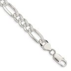 FJC Finejewelers 925 Sterling Silver Pavé Flat Figaro Bracelet Chain 8 Inches x 8 mm