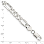FJC Finejewelers 925 Sterling Silver Pavé Flat Figaro Bracelet Chain 8 Inches x 8 mm