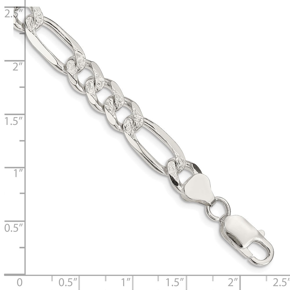FJC Finejewelers 925 Sterling Silver Pavé Flat Figaro Bracelet Chain 8 Inches x 8 mm