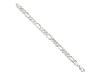 FJC Finejewelers 925 Sterling Silver Pavé Flat Figaro Bracelet Chain 8 Inches x 8 mm