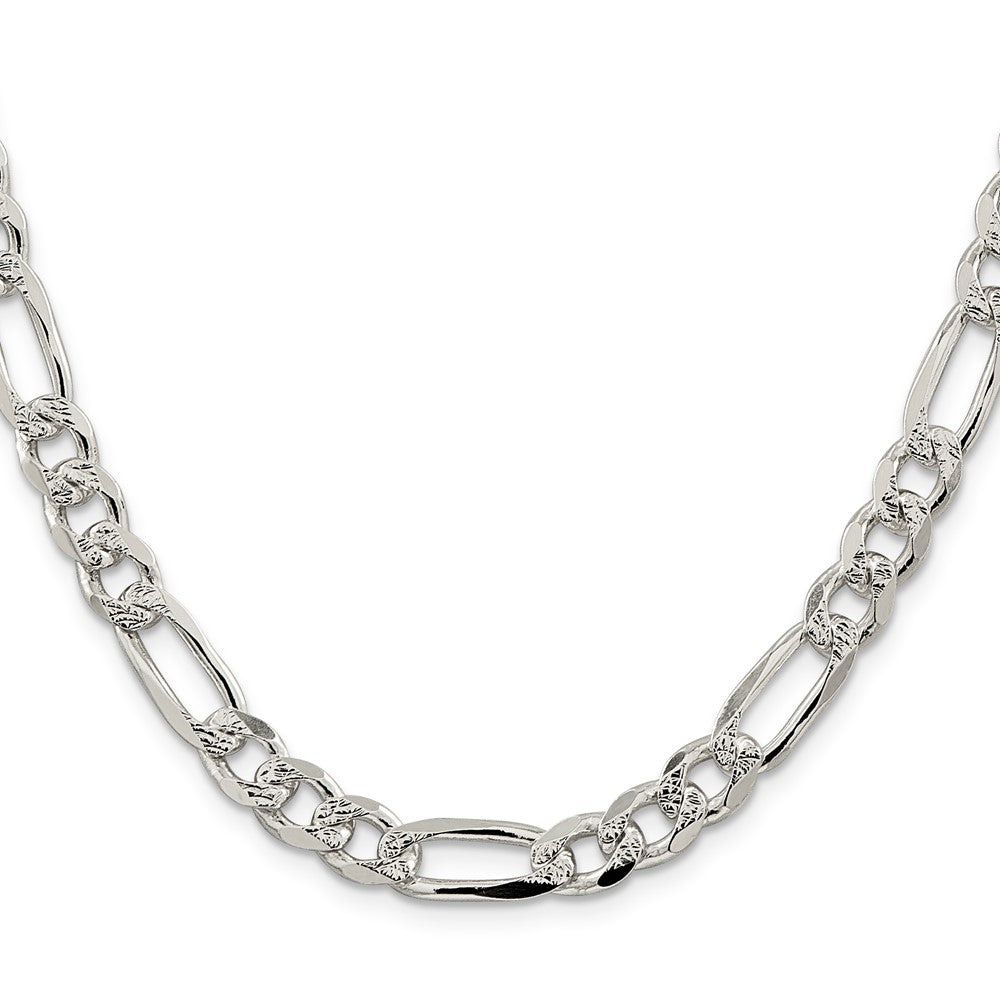 FJC Finejewelers 925 Sterling Silver Pave Flat Figaro Bracelet Chain 9 Inches x 8 mm