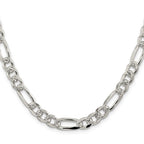 FJC Finejewelers 925 Sterling Silver Pave Flat Figaro Bracelet Chain 9 Inches x 8 mm