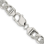 FJC Finejewelers 925 Sterling Silver Pavé Flat Figaro Chain 20 Inches x 9.5 mm