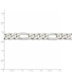 FJC Finejewelers 925 Sterling Silver Pavé Flat Figaro Chain 20 Inches x 9.5 mm