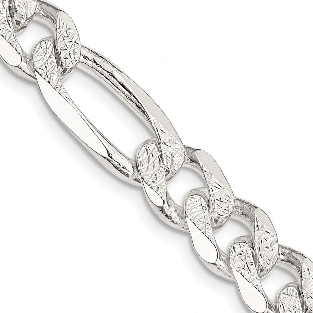 FJC Finejewelers 925 Sterling Silver Pavé Flat Figaro Chain 24 Inches x 9.5 mm