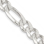 FJC Finejewelers 925 Sterling Silver Pavé Flat Figaro Chain 24 Inches x 9.5 mm