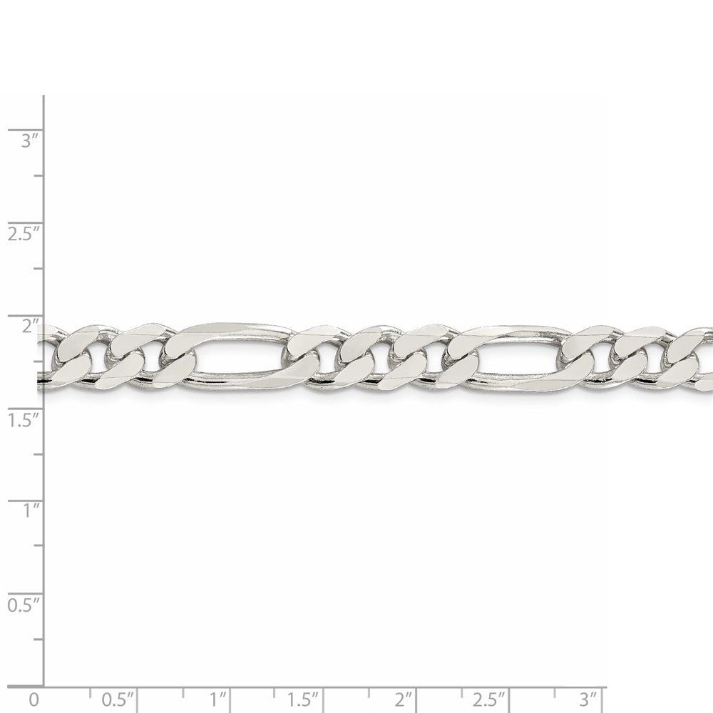 FJC Finejewelers 925 Sterling Silver Pavé Flat Figaro Chain 24 Inches x 9.5 mm