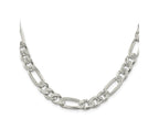 FJC Finejewelers 925 Sterling Silver Pavé Flat Figaro Chain 24 Inches x 9.5 mm